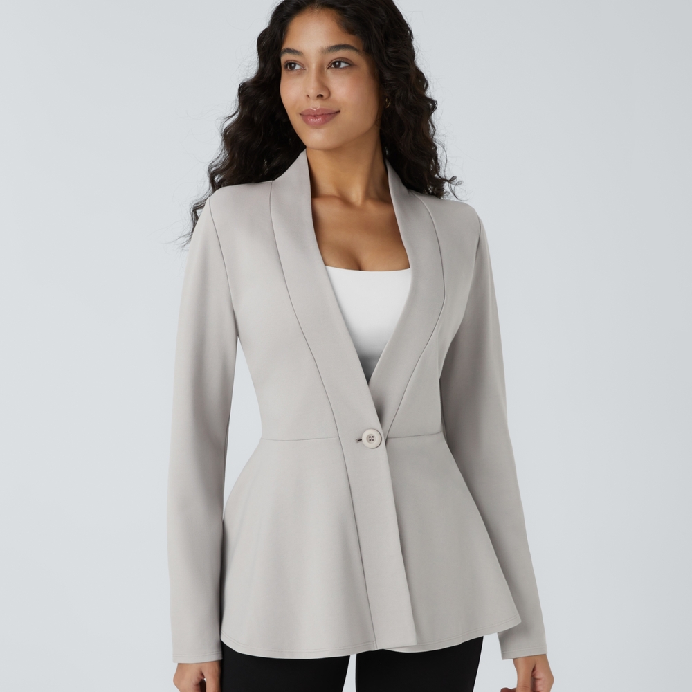 SculptKnit V Neck Single Front Work Peplum Jacket